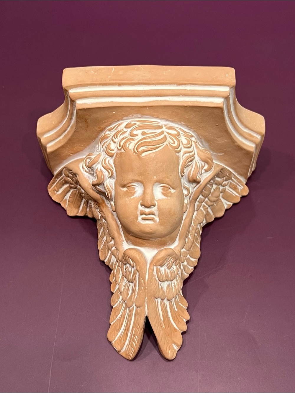 Vintage Cherub Architectural Corbel Wall Shelf Baroque Rococo Winged Angel 7"